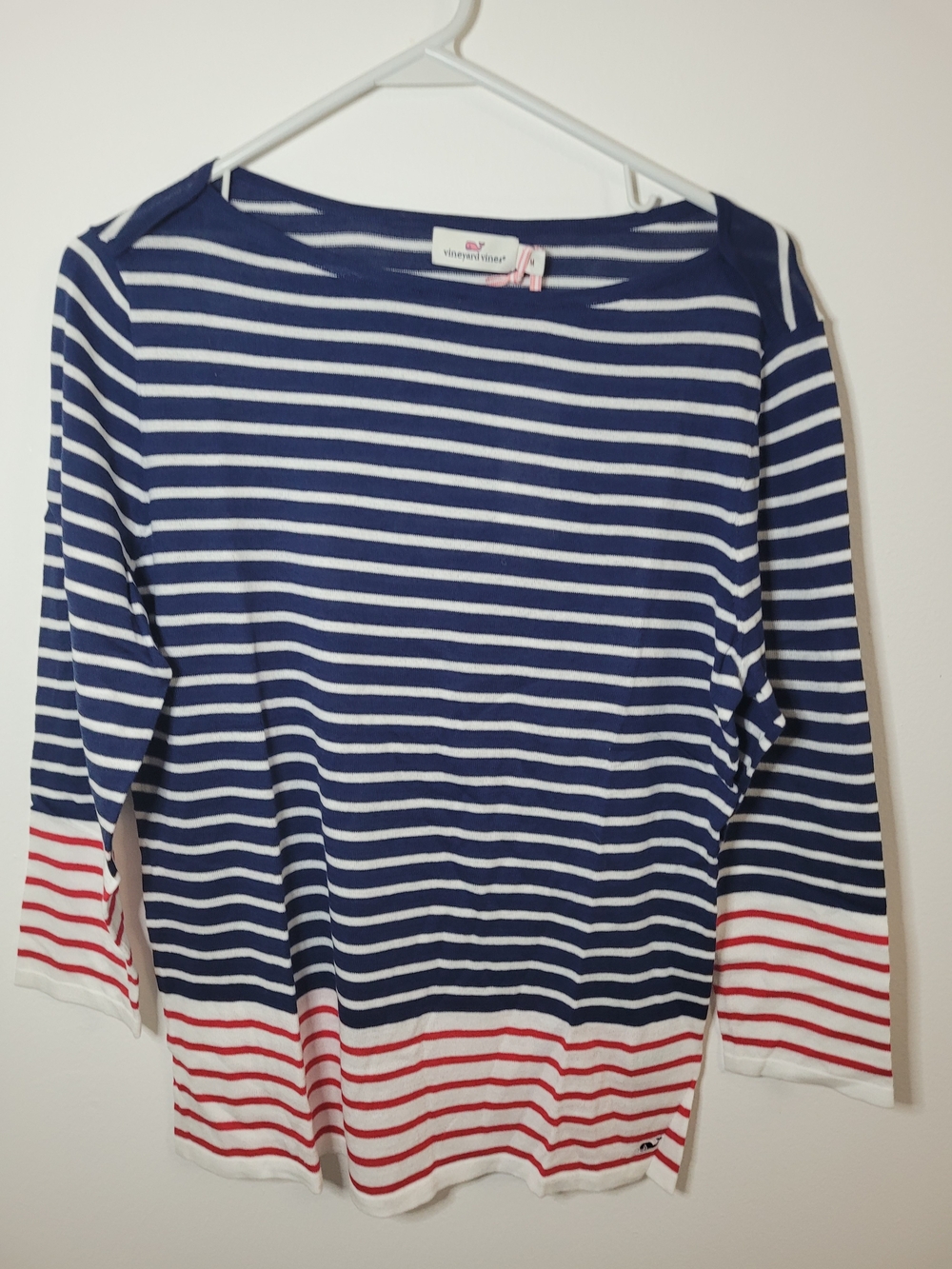 Vineyard Vines Blue/White Boat Nautical Knit Top Size Medium BNWT